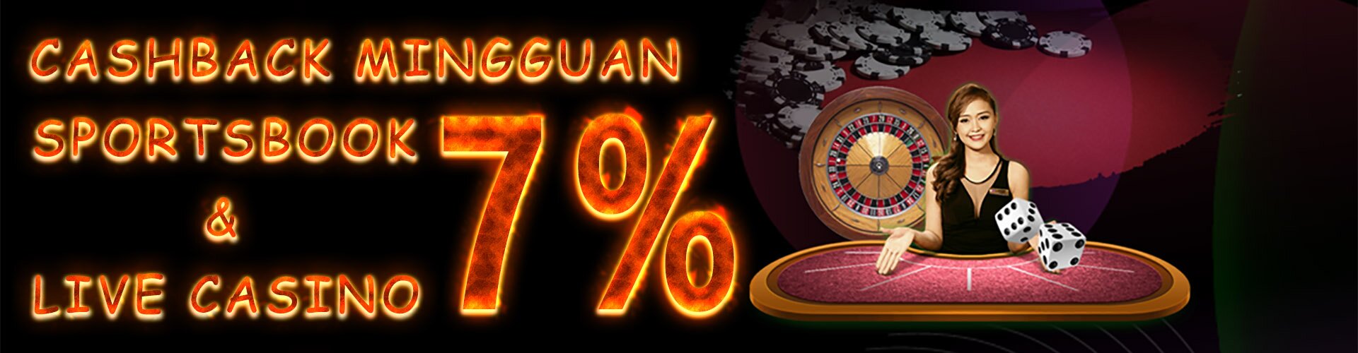Cashback Mingguan Live Casino 7%